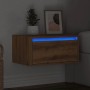 Mesita de noche de pared con luces LED roble artesano | Foro24.es | Tu tienda online para hogar, jardín y más Foro24.es