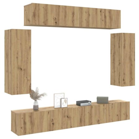 Mueble para TV de pared madera contrachapada artesanal 6 piezas de , Muebles TV - Ref: Foro24-3329002, Precio: 323,97 €, Desc...