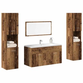 Juego de muebles de baño 4 piezas madera ingeniería envejecida de , Muebles de baño - Ref: Foro24-3328595, Precio: 224,64 €, ...