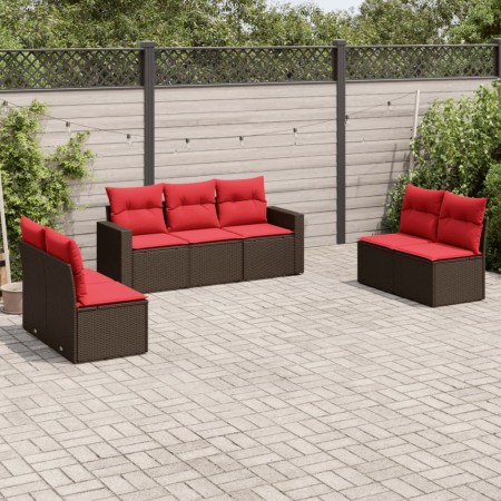 Juego de sofás de jardín 7 piezas con cojines ratán PE marrón von , Modulare Sofas für den Außenbereich - Ref: Foro24-3251171...