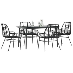 Juego de comedor jardín 5 piezas ratán sintético vidrio negro by , Garden sets - Ref: Foro24-3334438, Price: 342,74 €, Discou...