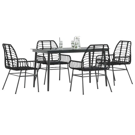 Juego de comedor jardín 5 piezas ratán sintético vidrio negro de , Conjuntos de jardín - Ref: Foro24-3334438, Precio: 342,74 ...