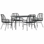 Juego de comedor jardín 5 piezas ratán sintético vidrio negro de , Conjuntos de jardín - Ref: Foro24-3334438, Precio: 342,74 ...