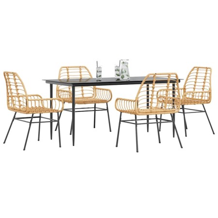 Juego de comedor jardín 5 piezas ratán sintético marrón de , Conjuntos de jardín - Ref: Foro24-3334446, Precio: 391,99 €, Des...