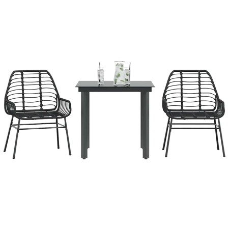 Muebles de jardín 3 piezas ratán sintético vidrio negro by , Garden sets - Ref: Foro24-3334534, Price: 205,91 €, Discount: %