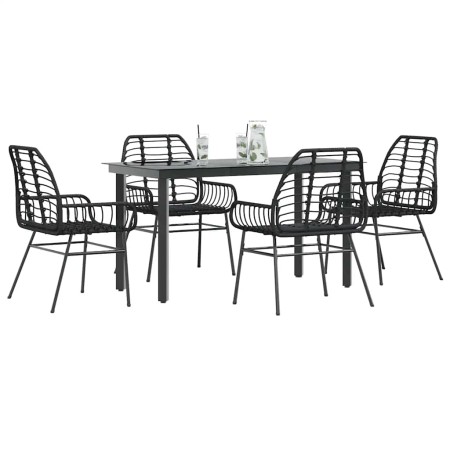 Juego de comedor jardín 5 piezas ratán sintético vidrio negro von , Gartensets - Ref: Foro24-3334536, Preis: 353,15 €, Rabatt: %
