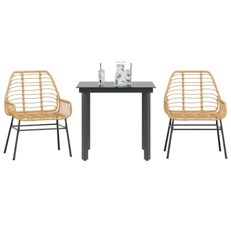 Juego de comedor jardín 3 piezas ratán sintético vidrio marrón von , Gartensets - Ref: Foro24-3334541, Preis: 213,79 €, Rabat...