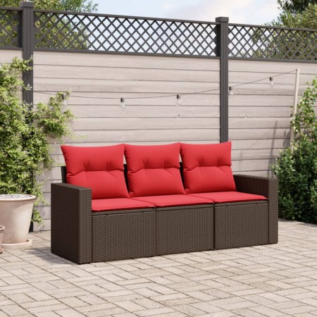 Set sofás de jardín 3 piezas y cojines ratán sintético marrón by , Modular outdoor sofas - Ref: Foro24-3251001, Price: 233,11...
