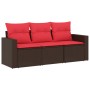 Set sofás de jardín 3 piezas y cojines ratán sintético marrón by , Modular outdoor sofas - Ref: Foro24-3251001, Price: 233,11...