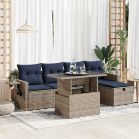 Juego Sofá Jardín 6 Piezas con Cojines Marrón Poli Ratán Acacia by , Garden sets - Ref: Foro24-3327851, Price: 518,53 €, Disc...