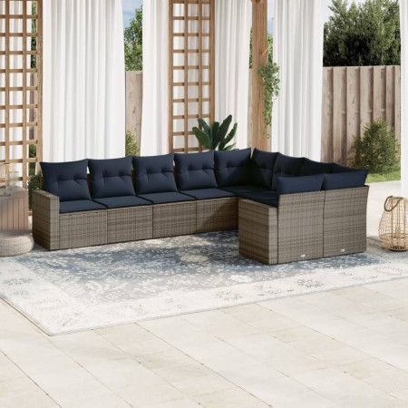 Set de sofás de jardín 9 pzas con cojines ratán sintético gris | Foro24.es | Tu tienda online para hogar, jardín y más Foro24.es