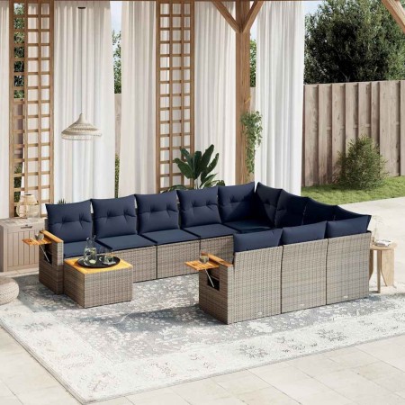 Set de sofás de jardín 11 pzas y cojines ratán sintético gris | Foro24.es | Tu tienda online para hogar, jardín y más Foro24.es