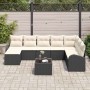 Conjunto de sofá de jardín con cojín 9 pcs Negro Poliratán