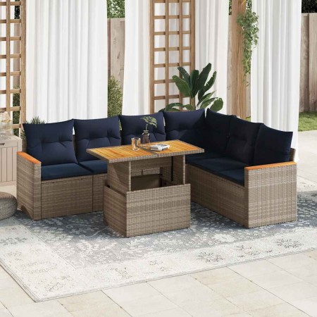 Set de sofás de jardín 7 pzas con cojines ratán sintético gris | Foro24.es | Tu tienda online para hogar, jardín y más Foro24.es