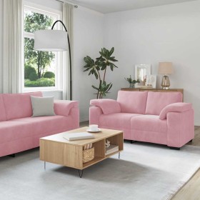 Juego de sofás con cojines 3 piezas terciopelo rosa de , Sofás - Ref: Foro24-3324670, Precio: 646,95 €, Descuento: %