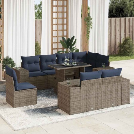 Juego Sofá Jardín 16 Piezas con Cojines Gris Poli Ratán Acacia | Foro24.es | Tu tienda online para hogar, jardín y más Foro24.es