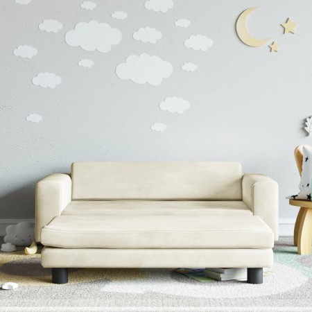 Sofá para niños con reposapiés terciopelo crema 100x50x30 cm by , Baby and Toddler Furniture - Ref: Foro24-3196413, Price: 14...