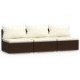 Sofá de jardín de 3 plazas con cojines ratán sintético marrón by , Garden sets - Ref: Foro24-317506, Price: 295,22 €, Discoun...