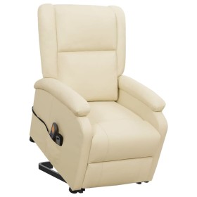 Sillón de masaje elevable cuero sintético crema de , Sillones de masaje eléctricos - Ref: Foro24-329693, Precio: 235,35 €, De...