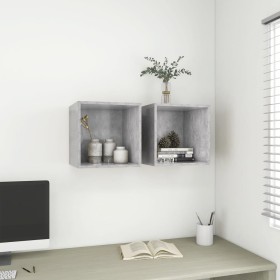 Armario de pared 2 uds madera gris hormigón 37x37x37 cm by , Shelves and shelves - Ref: Foro24-805457, Price: 53,60 €, Discou...