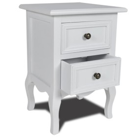 Mesita de noche con 2 cajones MDF blanca by , Nightstands - Ref: Foro24-60637, Price: 94,62 €, Discount: %