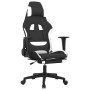 Silla gaming de masaje con reposapiés tela negro y blanco | Foro24.es | Tu tienda online para hogar, jardín y más Foro24.es