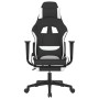 Silla gaming de masaje con reposapiés tela negro y blanco | Foro24.es | Tu tienda online para hogar, jardín y más Foro24.es