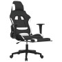 Silla gaming de masaje con reposapiés tela negro y blanco | Foro24.es | Tu tienda online para hogar, jardín y más Foro24.es