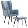 Sillón con reposapiés lona patchwork azul vaquero de , Sillones - Ref: Foro24-339672, Precio: 117,24 €, Descuento: %