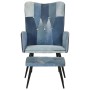 Sillón con reposapiés lona patchwork azul vaquero de , Sillones - Ref: Foro24-339672, Precio: 117,24 €, Descuento: %