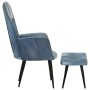 Sillón con reposapiés lona patchwork azul vaquero de , Sillones - Ref: Foro24-339672, Precio: 117,24 €, Descuento: %