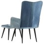 Sillón con reposapiés lona patchwork azul vaquero de , Sillones - Ref: Foro24-339672, Precio: 117,24 €, Descuento: %