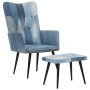 Sillón con reposapiés lona patchwork azul vaquero de , Sillones - Ref: Foro24-339672, Precio: 117,24 €, Descuento: %