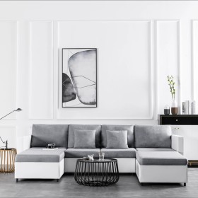 Sofá cama extraíble de 4 plazas cuero sintético blanco by , Sofas - Ref: Foro24-287214, Price: 980,54 €, Discount: %