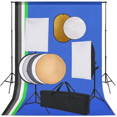 Kit estudio fotográfico softbox, sombrillas, fondo y reflector by , Flashes and studio lighting - Ref: Foro24-3067104, Price:...