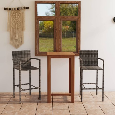 Conjunto de bar para jardín 3 piezas gris by , Garden sets - Ref: Foro24-3067986, Price: 262,93 €, Discount: %