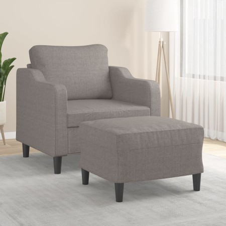 Sillón con taburete tela gris taupe 60 cm de , Sofás - Ref: Foro24-3201134, Precio: 188,75 €, Descuento: %