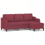 Sofá de 3 plazas con taburete de tela rojo tinto 180 cm by , Sofas - Ref: Foro24-3201141, Price: 370,15 €, Discount: %