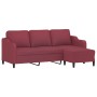 Sofá de 3 plazas con taburete de tela rojo tinto 180 cm by , Sofas - Ref: Foro24-3201141, Price: 370,15 €, Discount: %