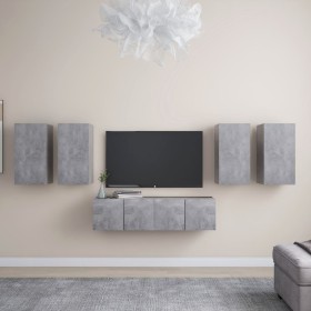 Set muebles de salón TV 6 pzas madera ingeniería gris hormigón von , TV-Möbel - Ref: Foro24-3079099, Preis: 178,49 €, Rabatt: %