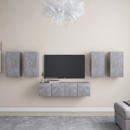 Set muebles de salón TV 6 pzas madera ingeniería gris hormigón von , TV-Möbel - Ref: Foro24-3079099, Preis: 178,49 €, Rabatt: %