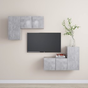 Set muebles de salón TV 4 pzas madera ingeniería gris hormigón von , TV-Möbel - Ref: Foro24-3079108, Preis: 120,35 €, Rabatt: %