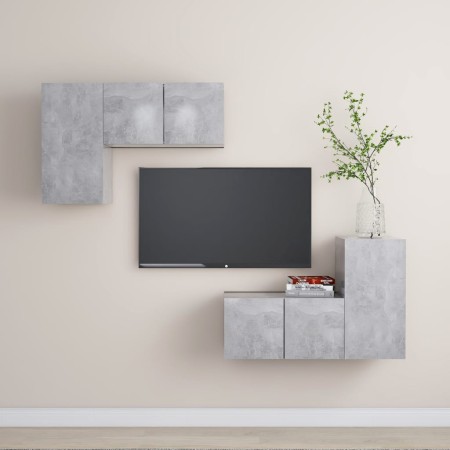 Set muebles de salón TV 4 pzas madera ingeniería gris hormigón von , TV-Möbel - Ref: Foro24-3079108, Preis: 120,35 €, Rabatt: %