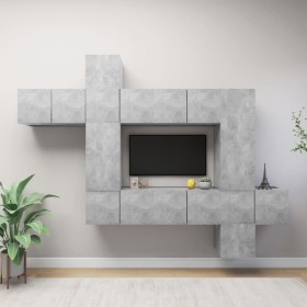 Set de muebles de salón 10 pzas madera ingeniería gris hormigón von , TV-Möbel - Ref: Foro24-3079157, Preis: 272,78 €, Rabatt: %