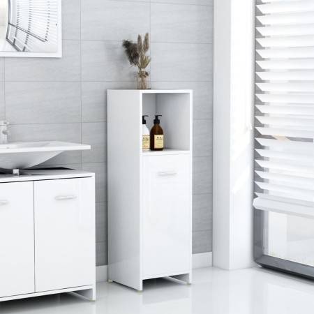 Armario de baño madera contrachapada blanco brillo 30x30x95 cm de , Muebles de baño - Ref: Foro24-802594, Precio: 65,73 €, De...