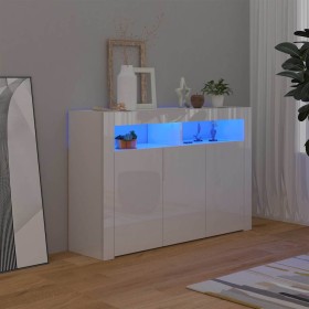 Aparador con luces LED blanco brillante 115,5x30x75 cm by , Sideboards - Ref: Foro24-804343, Price: 169,33 €, Discount: %