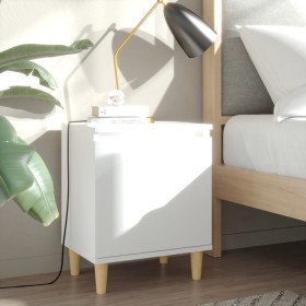 Mesita de noche con patas de madera maciza blanco 40x30x50 cm by , Nightstands - Ref: Foro24-805815, Price: 40,29 €, Discount: %