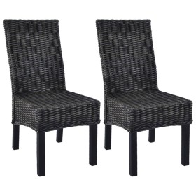 Sillas de comedor ratán Kubu y madera mango negro 2 unidades by , dining chairs - Ref: Foro24-246656, Price: 220,74 €, Discou...