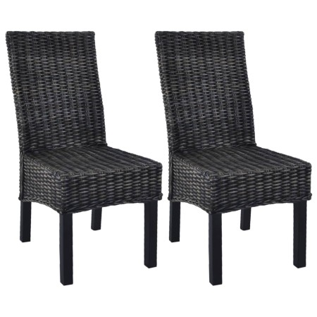 Sillas de comedor ratán Kubu y madera mango negro 2 unidades by , dining chairs - Ref: Foro24-246656, Price: 220,74 €, Discou...