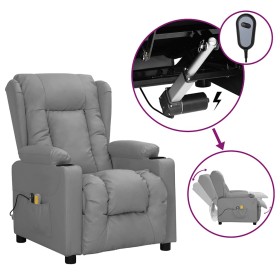 Sillón de masaje eléctrico cuero sintético gris